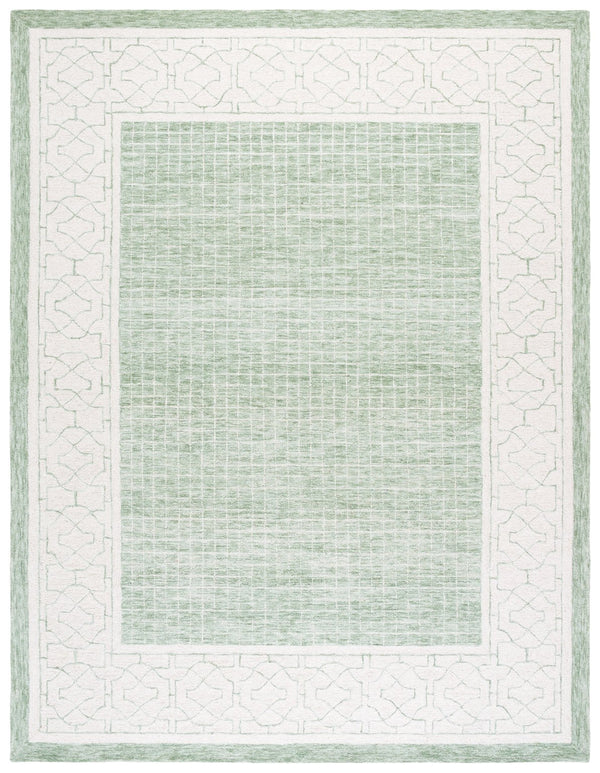 Safavieh Ebony Hand Tufted Indian Wool Runner Rug - Elegant Lattice Design For Modern Home Decor, 2'3" X 9' Green ,Ivory Indian Wool Pile Ebn278y-8