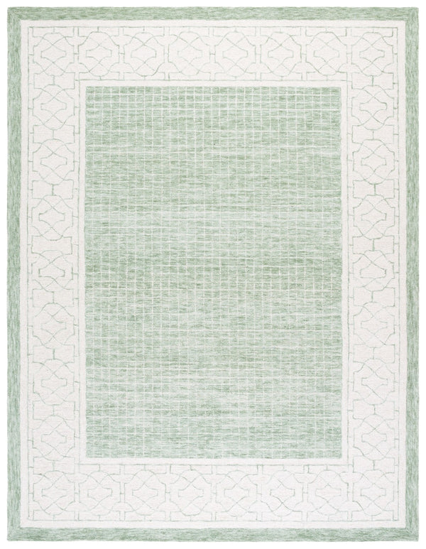 Safavieh Ebony Hand-tufted Area Rug - Luxurious Indian Wool Pile, Modern Geometric Design For Stylish Homes Green ,Ivory Indian Wool Pile Ebn278y-4