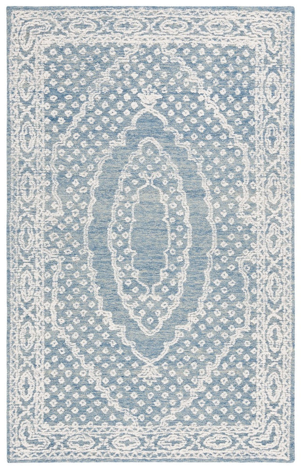 Safavieh Ebony 306 EBN306 Hand Tufted  Rug Ivory / Navy EBN306N-8