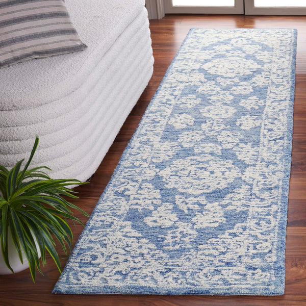 Safavieh Ebony Hand-tufted Area Rug - Luxurious Wool-cotton Blend With Exquisite Timeless Motifs For Home Decor Ivory ,Blue 80% Wool 20% Cotton Ebn308m-3r