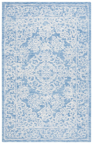Safavieh Ebony Hand-tufted Area Rug - Luxurious Wool-cotton Blend With Exquisite Timeless Motifs For Home Decor Ivory ,Blue 80% Wool 20% Cotton Ebn308m-3r