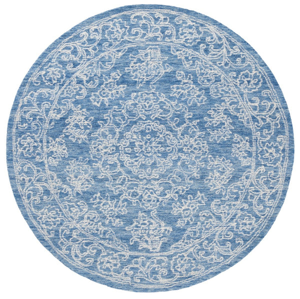 Safavieh Ebony Hand-tufted Area Rug - Luxurious Wool-cotton Blend With Exquisite Timeless Motifs For Home Decor Ivory ,Blue 80% Wool 20% Cotton Ebn308m-3r