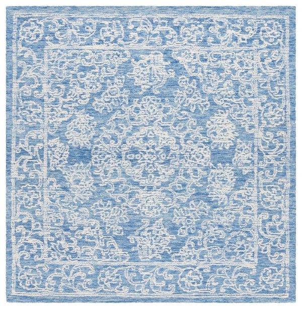 Safavieh Ebony Hand-tufted Area Rug - Luxurious Wool-cotton Blend With Exquisite Timeless Motifs For Home Decor Ivory ,Blue 80% Wool 20% Cotton Ebn308m-3r