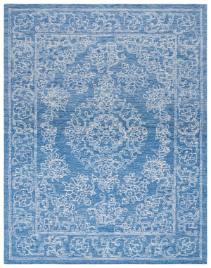 Safavieh Ebony Hand-tufted Area Rug - Luxurious Wool-cotton Blend With Exquisite Timeless Motifs For Home Decor Ivory ,Blue 80% Wool 20% Cotton Ebn308m-3r
