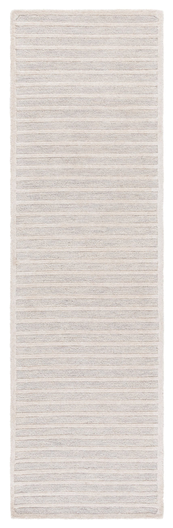 Safavieh Ebony Modern Runner Rug - Hand Tufted Wool & Cotton, Elegant Minimalist Design For Hallway Decor Silver ,Ivory 80% Wool,20% Cotton Ebn325g-28