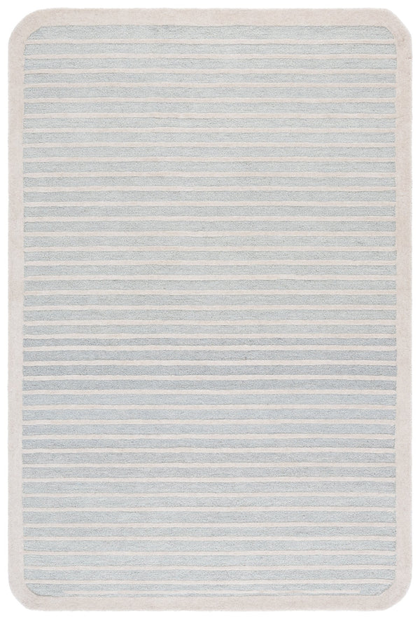 Safavieh Ebony Modern Runner Rug - Hand Tufted Wool & Cotton, Elegant Minimalist Design For Hallway Decor Light Blue ,Ivory 80% Wool,20% Cotton Ebn325m-5