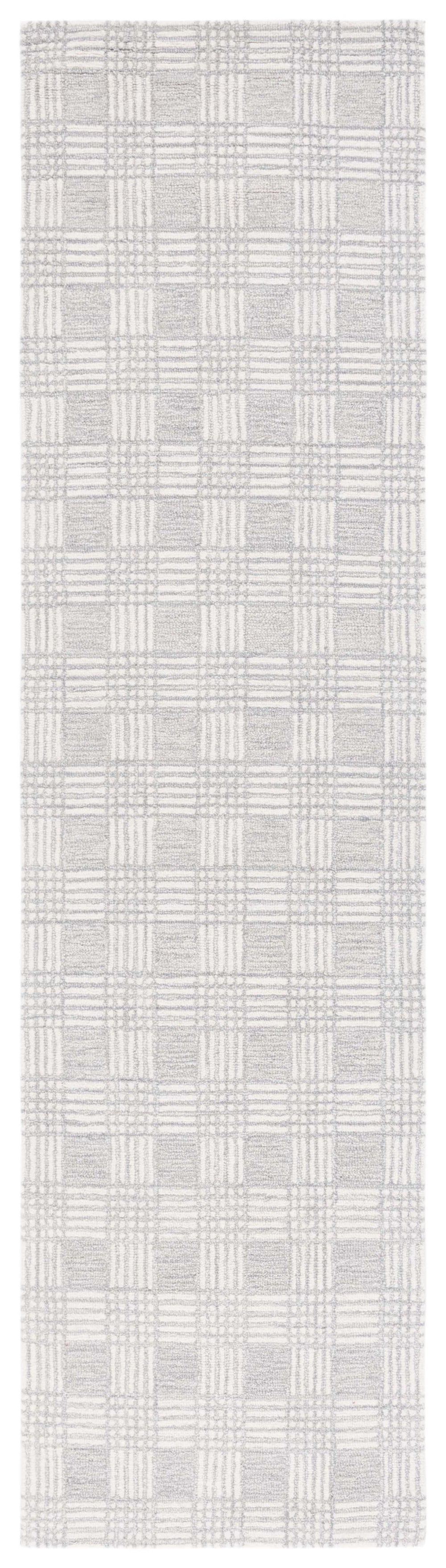 Safavieh Ebony 358 Checkered Hand Tufted  Rug Light Grey / Ivory 2'-3" x 9'