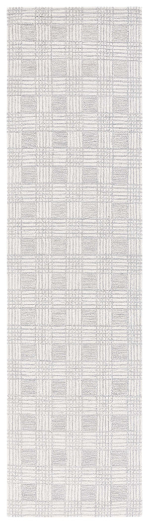 Safavieh Ebony 358 Checkered Hand Tufted  Rug Light Grey / Ivory 2'-3" x 9'
