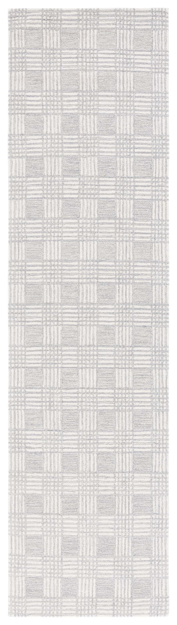 Safavieh Ebony 358 Checkered Hand Tufted  Rug Light Grey / Ivory 2'-3" x 9'