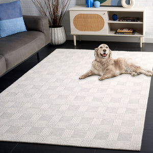Safavieh Ebony 358 Checkered EBN358 Hand Tufted  Rug Light Grey / Ivory EBN358F-8