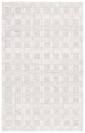 Safavieh Ebony 358 Checkered Hand Tufted  Rug Light Grey / Ivory 6' x 6' Round