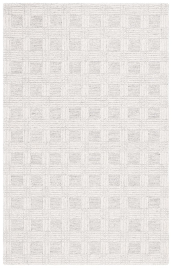 Safavieh Ebony 358 Checkered Hand Tufted  Rug Light Grey / Ivory 6' x 6' Round