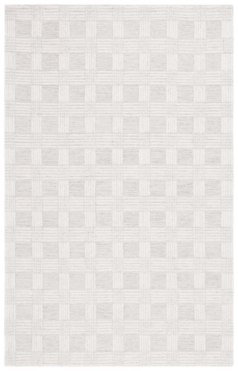Safavieh Ebony 358 Checkered EBN358 Hand Tufted  Rug Light Grey / Ivory EBN358F-8