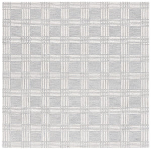 Safavieh Ebony 358 Checkered Hand Tufted  Rug Light Grey / Ivory 6' x 6' Round