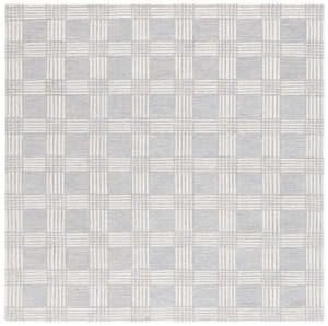 Safavieh Ebony 358 Checkered Hand Tufted  Rug Light Grey / Ivory 6' x 6' Square