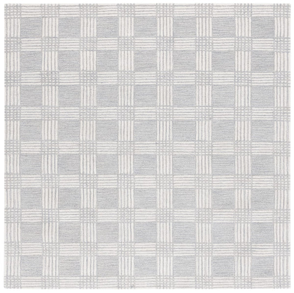Safavieh Ebony 358 Checkered Hand Tufted  Rug Light Grey / Ivory 6' x 6' Square