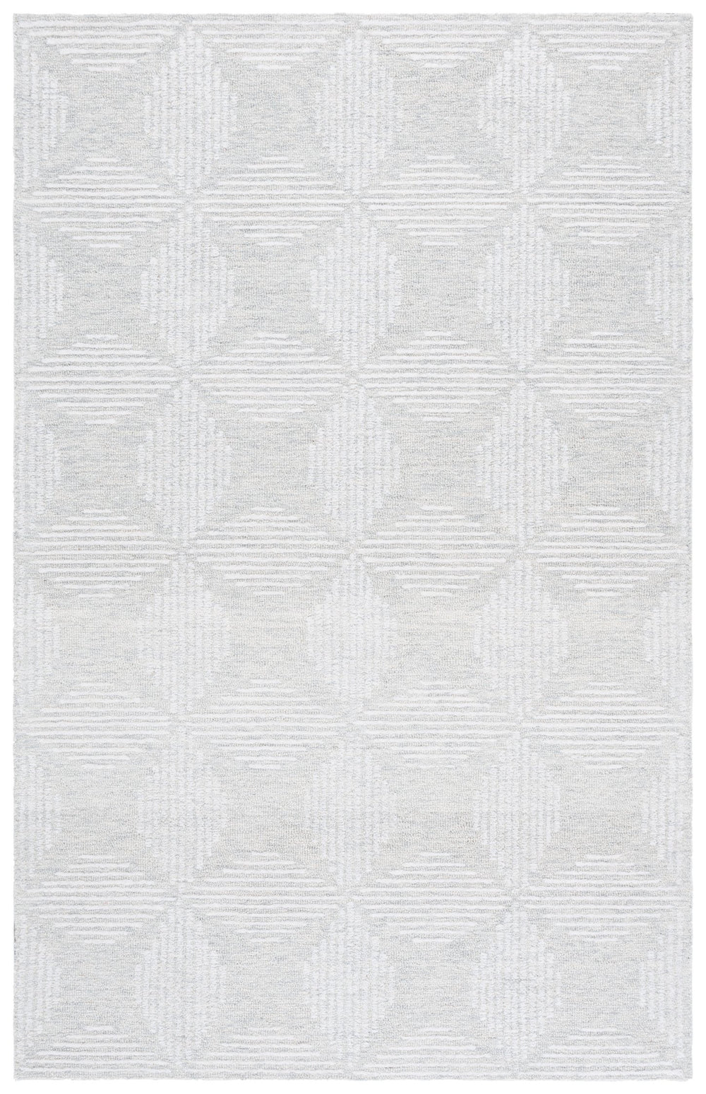 Safavieh Ebony Stylish 5x8 Area Rug In Silver Grey - Hand Tufted Wool & Cotton Blend For Modern Decor Silver ,Grey 80% Wool,20% Cotton Ebn365g-5