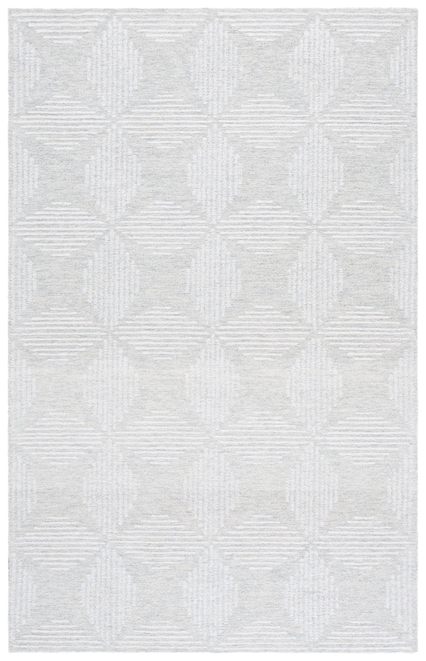 Safavieh Ebony Stylish 5x8 Area Rug In Silver Grey - Hand Tufted Wool & Cotton Blend For Modern Decor Silver ,Grey 80% Wool,20% Cotton Ebn365g-5