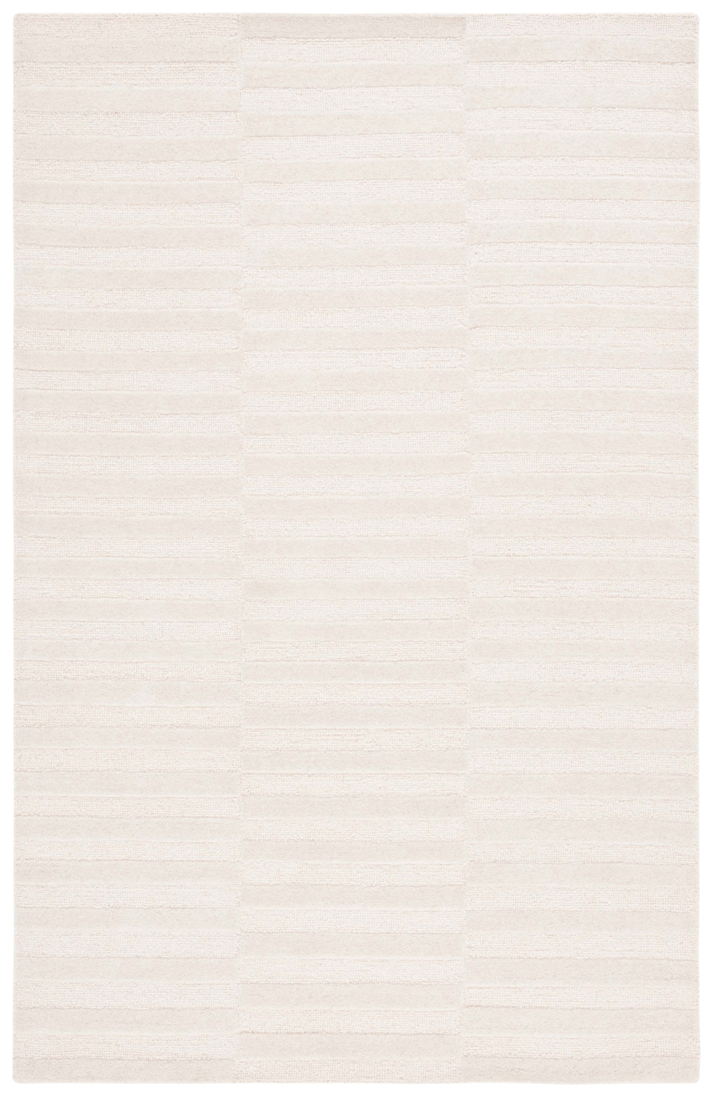 EBONY Modern Ivory Striped Area Rug - Hand-Tufted 5' x 8' Elegance for