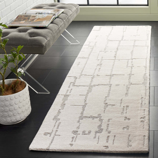 Safavieh Ebony Hand-tufted Area Rug - Modern Abstract Design In Soft Wool Blend For Stylish Home Decor Ivory ,Grey 80% Wool,20% Cotton Ebn405a-3