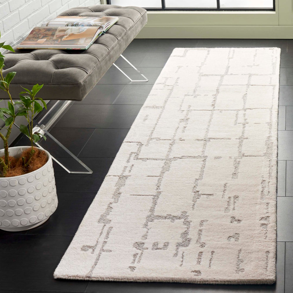 Safavieh Ebony Hand-tufted Area Rug - Luxurious Wool & Cotton Blend For Timeless Elegance And Comfort Ivory ,Grey 80% Wool,20% Cotton Ebn405a-6