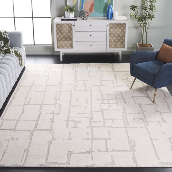Safavieh Ebony Hand-tufted Area Rug - Modern Abstract Design In Soft Wool Blend For Stylish Home Decor Ivory ,Grey 80% Wool,20% Cotton Ebn405a-3