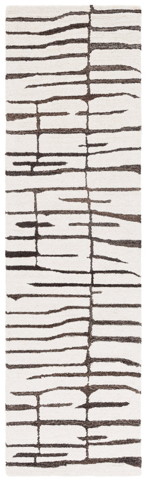 Safavieh Ebony Exquisite Hand-tufted Area Rug - Modern Design In Luxurious Wool & Cotton For Sophisticated Spaces Ivory ,Dark Brown 80% Wool,20% Cotton Ebn406t-4