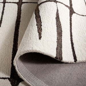 Safavieh Ebony Modern Hand-tufted Area Rug - Chic Abstract Design For Stylish Home Decor Enhancement Ivory ,Dark Brown 80% Wool,20% Cotton Ebn406t-29