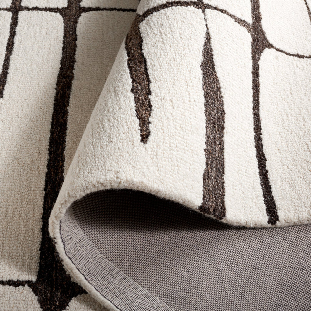 Safavieh Ebony Hand-tufted Area Rug 5' X 8' - Luxurious Ivory With Dark Brown Abstract Design For Modern Homes Ivory ,Dark Brown 80% Wool,20% Cotton Ebn406t-5