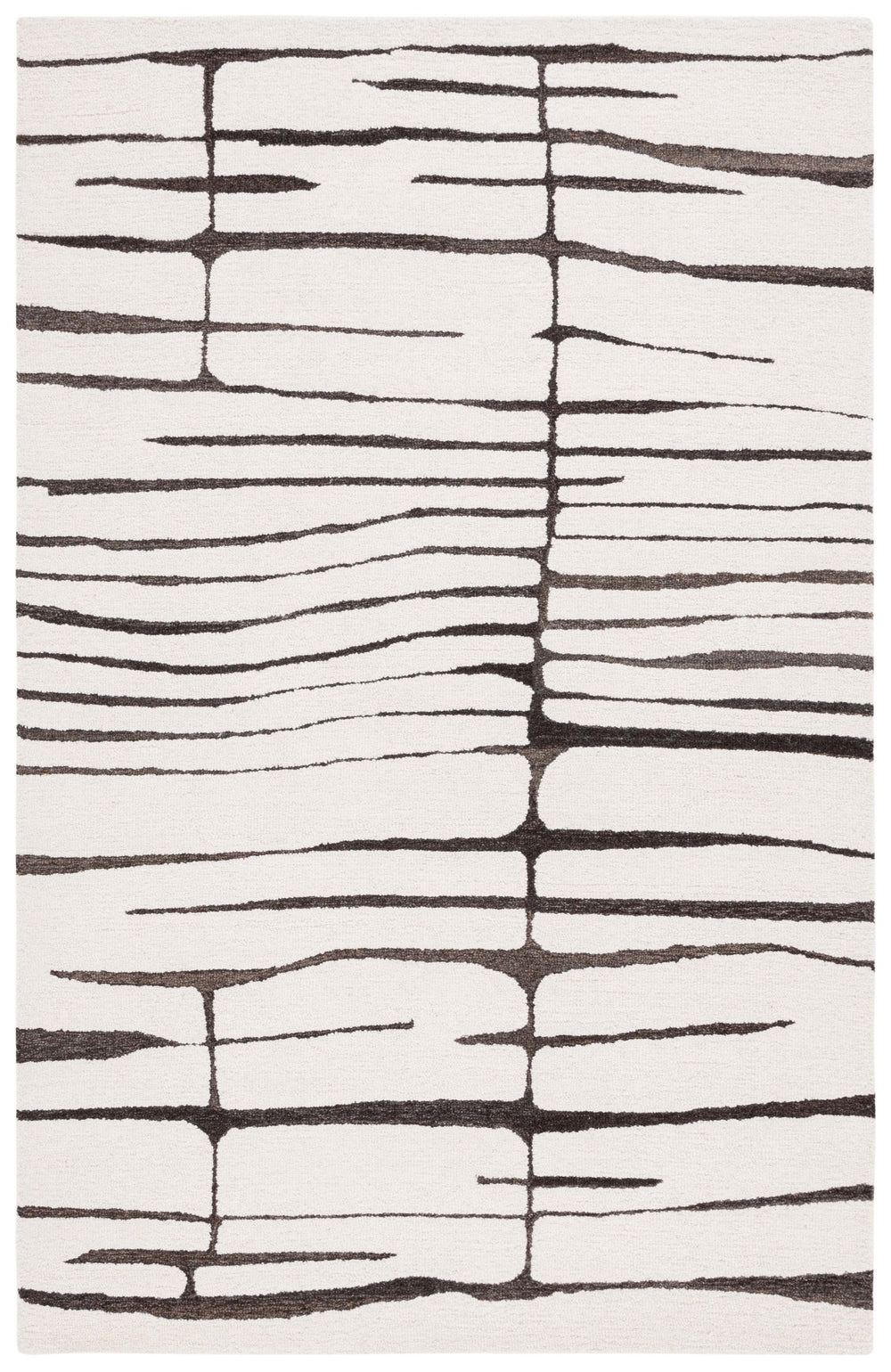 Safavieh Ebony Hand-tufted Area Rug 5' X 8' - Luxurious Ivory With Dark Brown Abstract Design For Modern Homes Ivory ,Dark Brown 80% Wool,20% Cotton Ebn406t-5