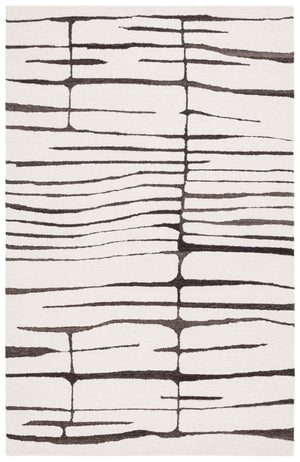 Safavieh Ebony Hand-tufted Area Rug 5' X 8' - Luxurious Ivory With Dark Brown Abstract Design For Modern Homes Ivory ,Dark Brown 80% Wool,20% Cotton Ebn406t-5
