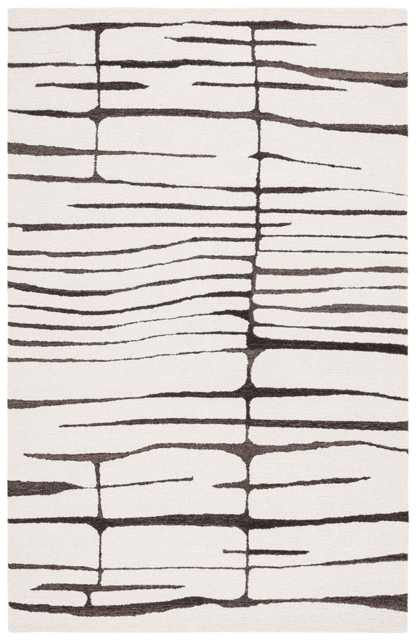 Safavieh Ebony Hand-tufted Area Rug 5' X 8' - Luxurious Ivory With Dark Brown Abstract Design For Modern Homes Ivory ,Dark Brown 80% Wool,20% Cotton Ebn406t-5