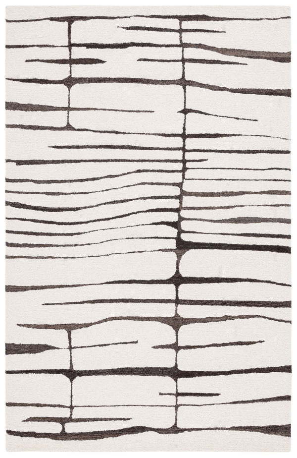 Safavieh Ebony Modern Hand-tufted Area Rug - Chic Abstract Design For Stylish Home Decor Enhancement Ivory ,Dark Brown 80% Wool,20% Cotton Ebn406t-29
