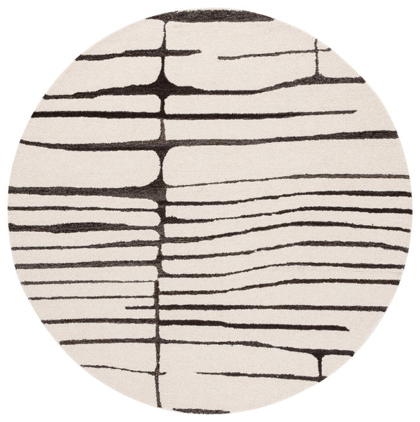 Safavieh Ebony Exquisite Hand-tufted Area Rug - Modern Design In Luxurious Wool & Cotton For Sophisticated Spaces Ivory ,Dark Brown 80% Wool,20% Cotton Ebn406t-4