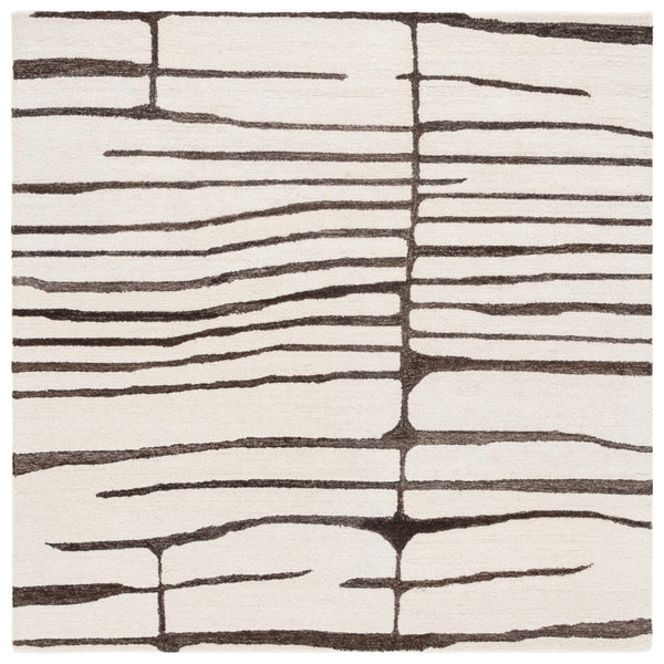 Safavieh Ebony Modern Hand-tufted Area Rug - Chic Abstract Design For Stylish Home Decor Enhancement Ivory ,Dark Brown 80% Wool,20% Cotton Ebn406t-29