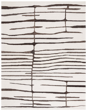 Safavieh Ebony Exquisite Hand-tufted Area Rug - Modern Design In Luxurious Wool & Cotton For Sophisticated Spaces Ivory ,Dark Brown 80% Wool,20% Cotton Ebn406t-4