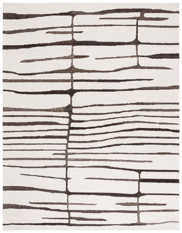 Safavieh Ebony Exquisite Hand-tufted Area Rug - Modern Design In Luxurious Wool & Cotton For Sophisticated Spaces Ivory ,Dark Brown 80% Wool,20% Cotton Ebn406t-4