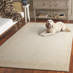 Safavieh Ebony Luxurious Ivory Beige 8X10 Hand-Tufted Wool Cotton Rug, Scandinavian Modern Low-Profile Plush 3'-0" x 5'-0" EBN425A-3