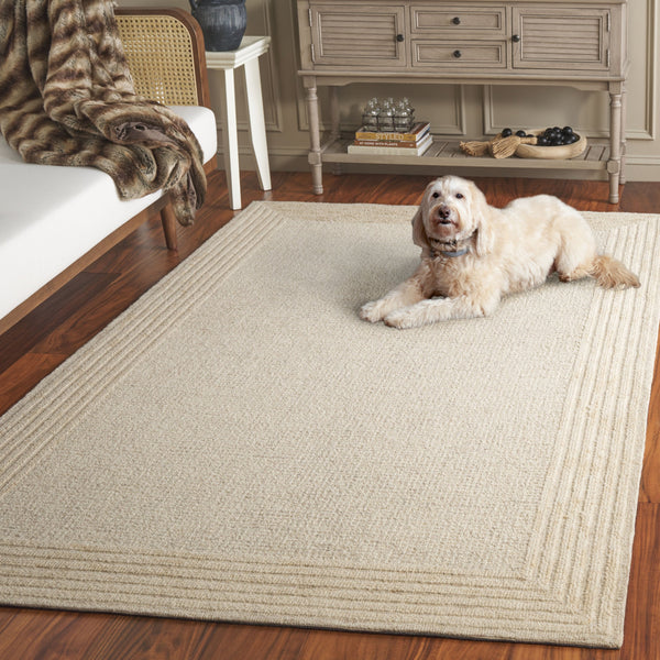 Safavieh Ebony Hand-Tufted Ivory Beige Wool-Cotton Rug 8X10 Low-Profile Scandinavian Style Comfort 2'-3" x 7'-0" EBN425A-27