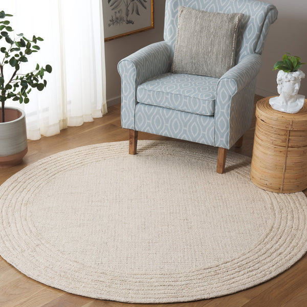 Safavieh Ebony Hand-Tufted Ivory Beige Wool-Cotton Rug 8X10 Low-Profile Scandinavian Style Comfort 2'-3" x 7'-0" EBN425A-27