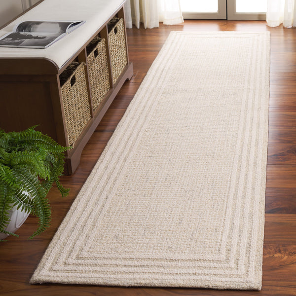 Safavieh Ebony Hand-Tufted Gray Ivory Wool-Cotton Rug 8X10 Low-Profile Pile Durable Artisan Craftsmanship 2'-3" x 11'-0" EBN425F-211