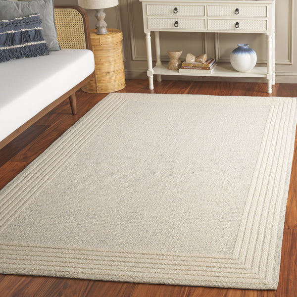 Safavieh Ebony Hand-Tufted Gray Ivory Wool-Cotton Rug 8X10 Low-Profile Pile Durable Artisan Craftsmanship 2'-3" x 11'-0" EBN425F-211