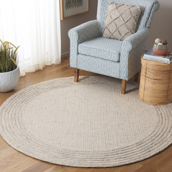 Safavieh Ebony Hand-Tufted Gray Ivory Wool-Cotton Rug 8X10 Low-Profile Pile Durable Artisan Craftsmanship 2'-3" x 11'-0" EBN425F-211