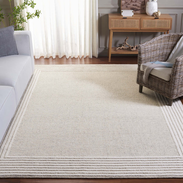 Safavieh Ebony Luxurious Hand-tufted Area Rug In Elegant Ivory And Beige For Timeless Living Room Style Grey ,Ivory Wool And Cotton Ebn425f-6sq