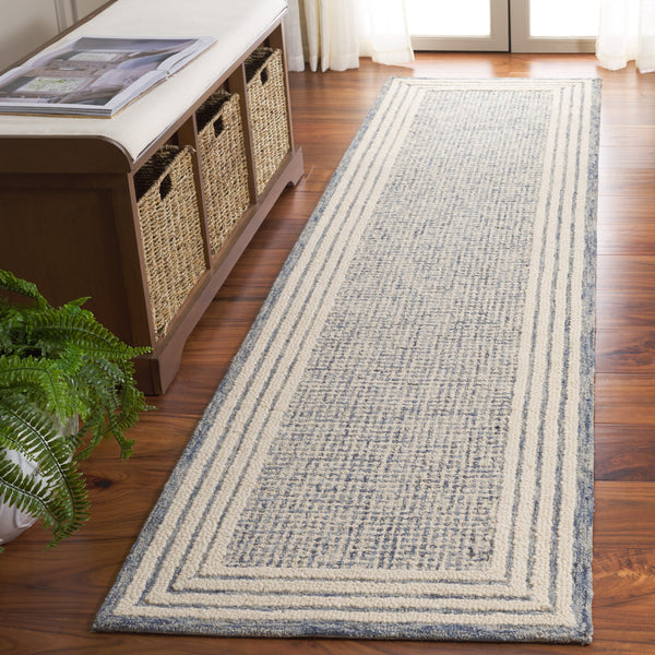 Safavieh Ebony Hand-Tufted Blue And Ivory Wool-Cotton Rug 8X10 Scandinavian Style Plush Low-Profile Design 4'-0" x 4'-0" EBN425M-4R