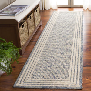 Safavieh Ebony Hand-Tufted Blue And Ivory 8X10 Wool-Cotton Rug — Scandinavian Texture, Durable Comfort 6'-0" x 8'-0" EBN425M-68OV