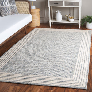 Safavieh Ebony Hand-Tufted Blue And Ivory Wool-Cotton Rug 8X10 Scandinavian Style Plush Low-Profile Design 4'-0" x 4'-0" EBN425M-4R