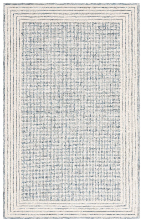 Safavieh Ebony Hand-Tufted Blue And Ivory 8X10 Rug — Wool-Cotton Scandinavian Design, Durable & Plush 4'-0" x 4'-0" EBN425M-4SQ
