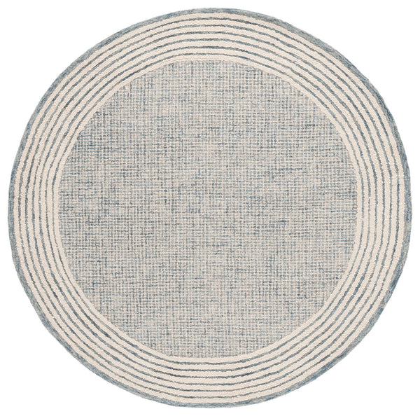 Safavieh Ebony Hand-Tufted Blue And Ivory 8X10 Rug — Wool-Cotton Scandinavian Design, Durable & Plush 4'-0" x 4'-0" EBN425M-4SQ