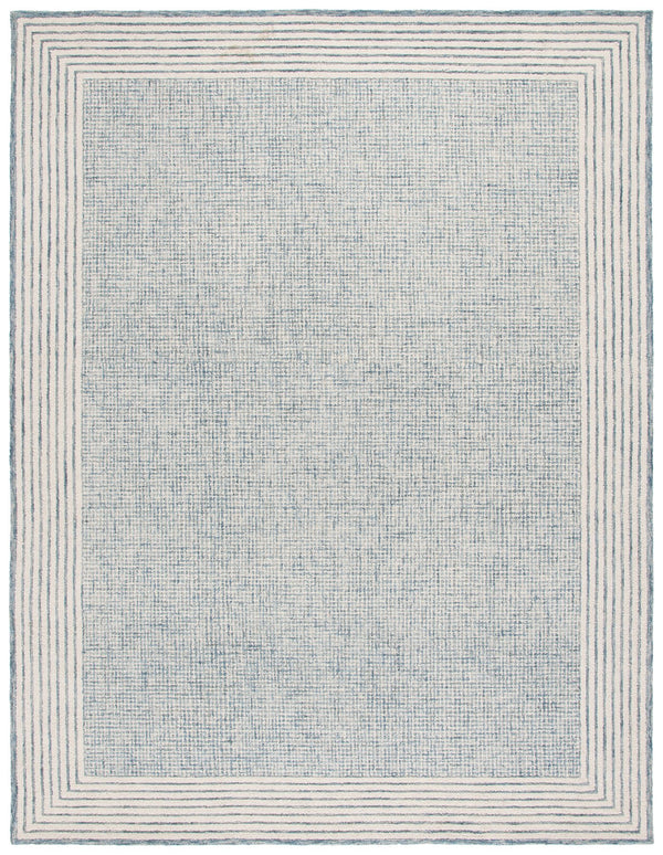 Safavieh Ebony Hand-Tufted Blue And Ivory 8X10 Rug — Wool-Cotton Scandinavian Design, Durable & Plush 4'-0" x 4'-0" EBN425M-4SQ